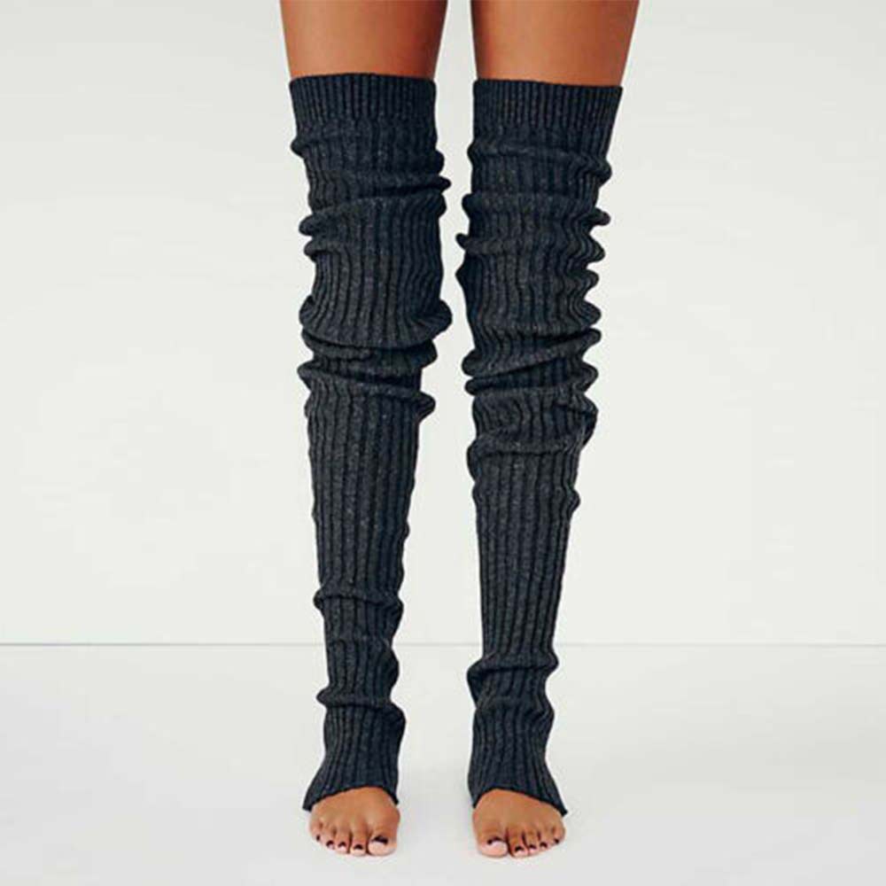 Lady Winter Long Warm Leg Warmers Knitted Crochet Thigh High Long Bubble Socks