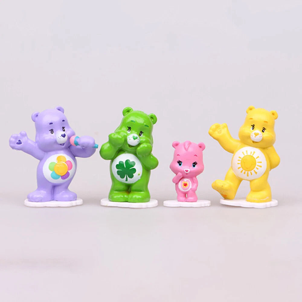 12Pcs Rainbow Care Bears Figure Set - Cute Cake Topper Decor, Collectible Dolls & Car Ornaments