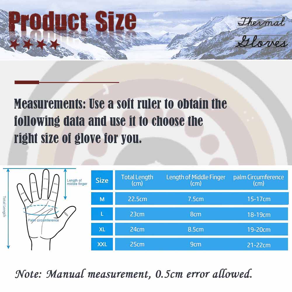 Windproof Touch Screen Ski Gloves Winter Warm Thermal Outdoor Sports Waterproof