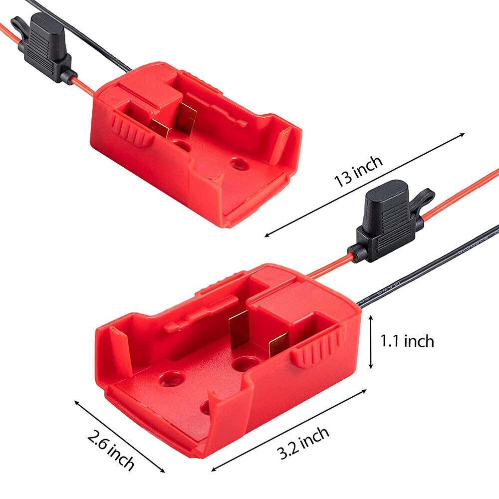 Battery Adapter With Fuse built-in switch for Milwaukee 18V To Dock Holder 12Awg
