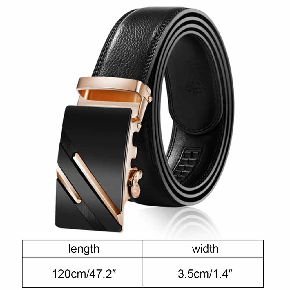 120cm Fashion Mens Leather Ratchet Belt Automatic Buckle Waistband Waist Strap