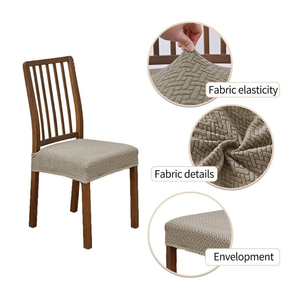 Dining Chair Slipcover – Stretch Jacquard Washable Removable Seat Cover