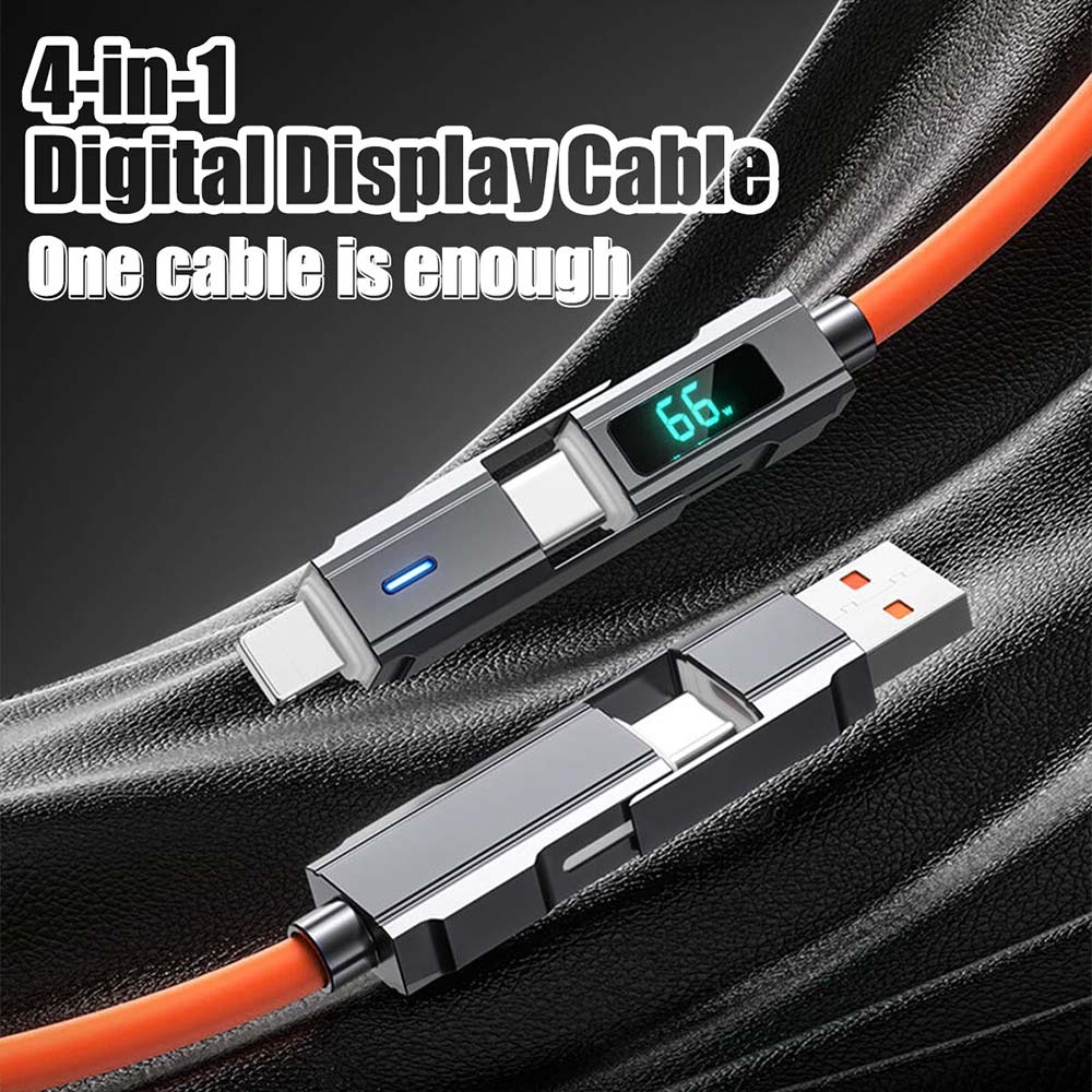 4-in-1 Digital Display USB-C PD Fast Charging Cable 100W for iPhone Android