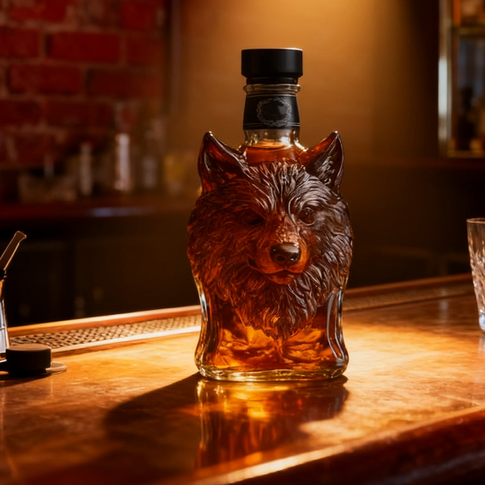 Unique Animal Glass Decanter – Wolf Head Whiskey Bottle for Wine & Spirits