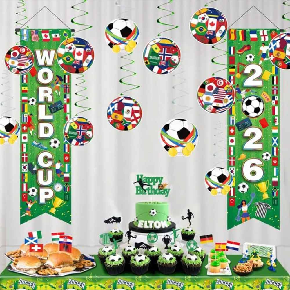 World Cup 2026 Football Door Banner – Decorative Football Curtain, 2-Piece Set