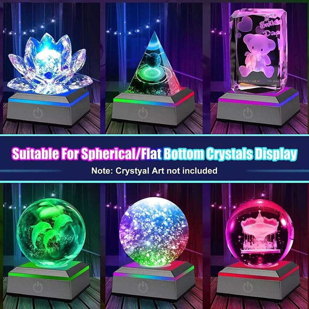Square/Round 3D LED Light Base Display Stand Holder For Crystal Art Glass Base