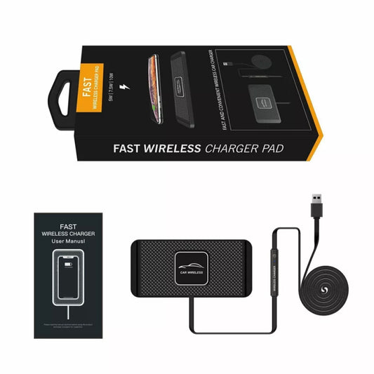 Car Wireless Fast Charging Mat Non-Slip Pad Holder 1M Cable For Smart Phones