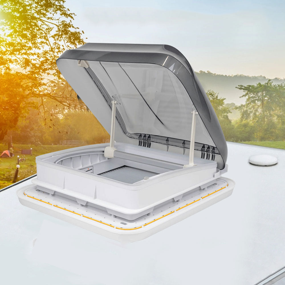 Caravan Roof Hatch 400 × 400mm – Skylight with Pleated Blind & LED Halo