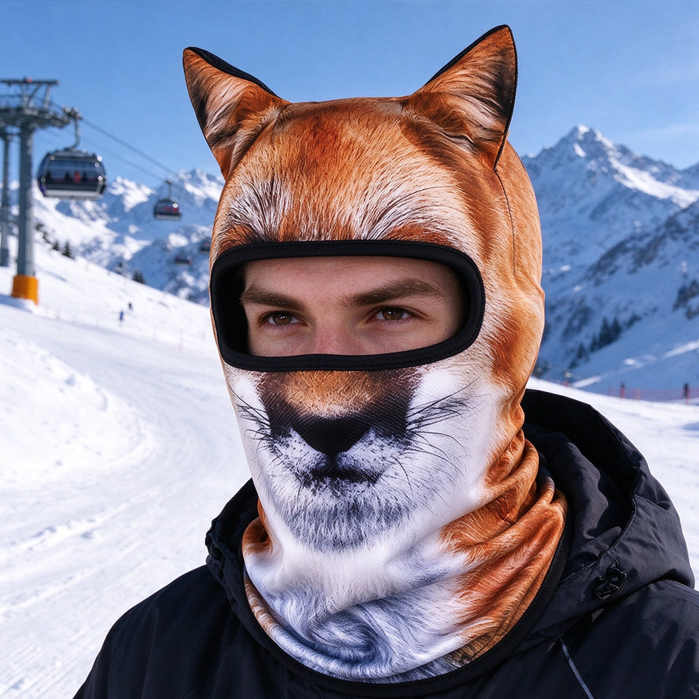 3D Animal Ski Balaclava – Full Face Mask with Ears for Snowboard & Fancy Dress