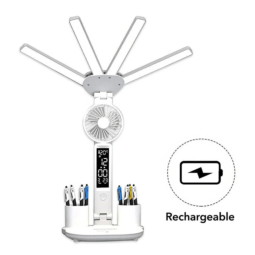 4 IN 1 LED Desk Lamp with Fan Dimmable Reading Lamp Reading Table Night Light