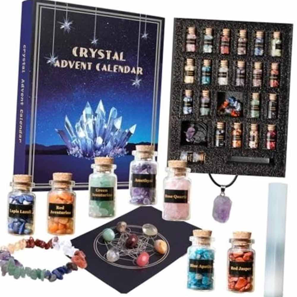 24-Day Crystal Advent Calendar – Natural Gemstone & Chakra Stone Countdown 2026