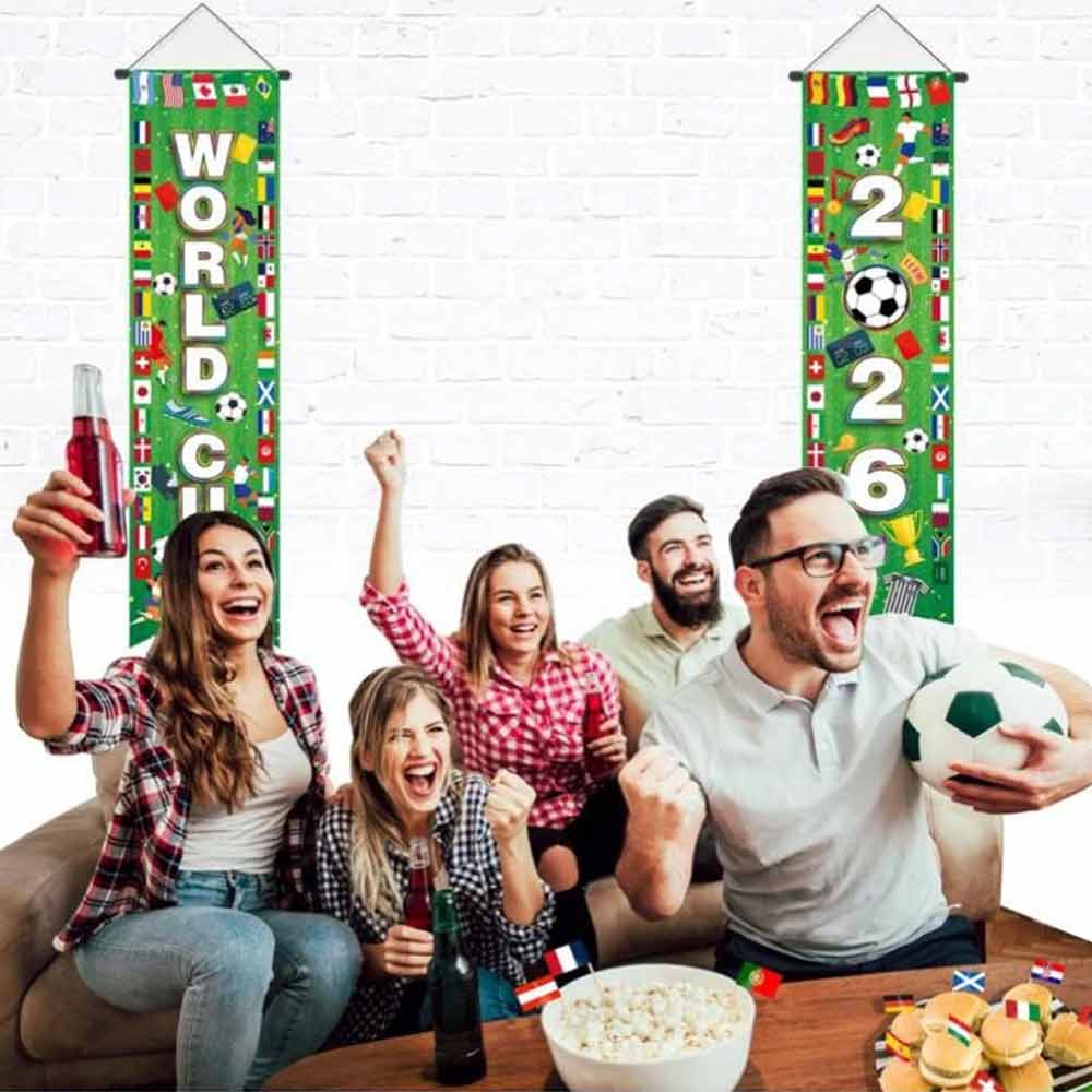 World Cup 2026 Football Door Banner – Decorative Football Curtain, 2-Piece Set