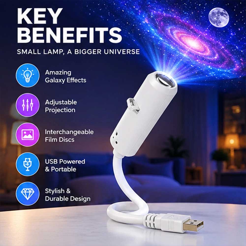 24-in-1 Galaxy Projector – 5D Starry Sky Night Light, USB & 360° Adjustable