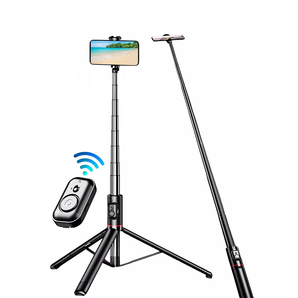 72" Selfie Stick Tripod with Bluetooth Remote – 360° Rotatable, All-in-One Phone Holder with Cold Shoe Mount