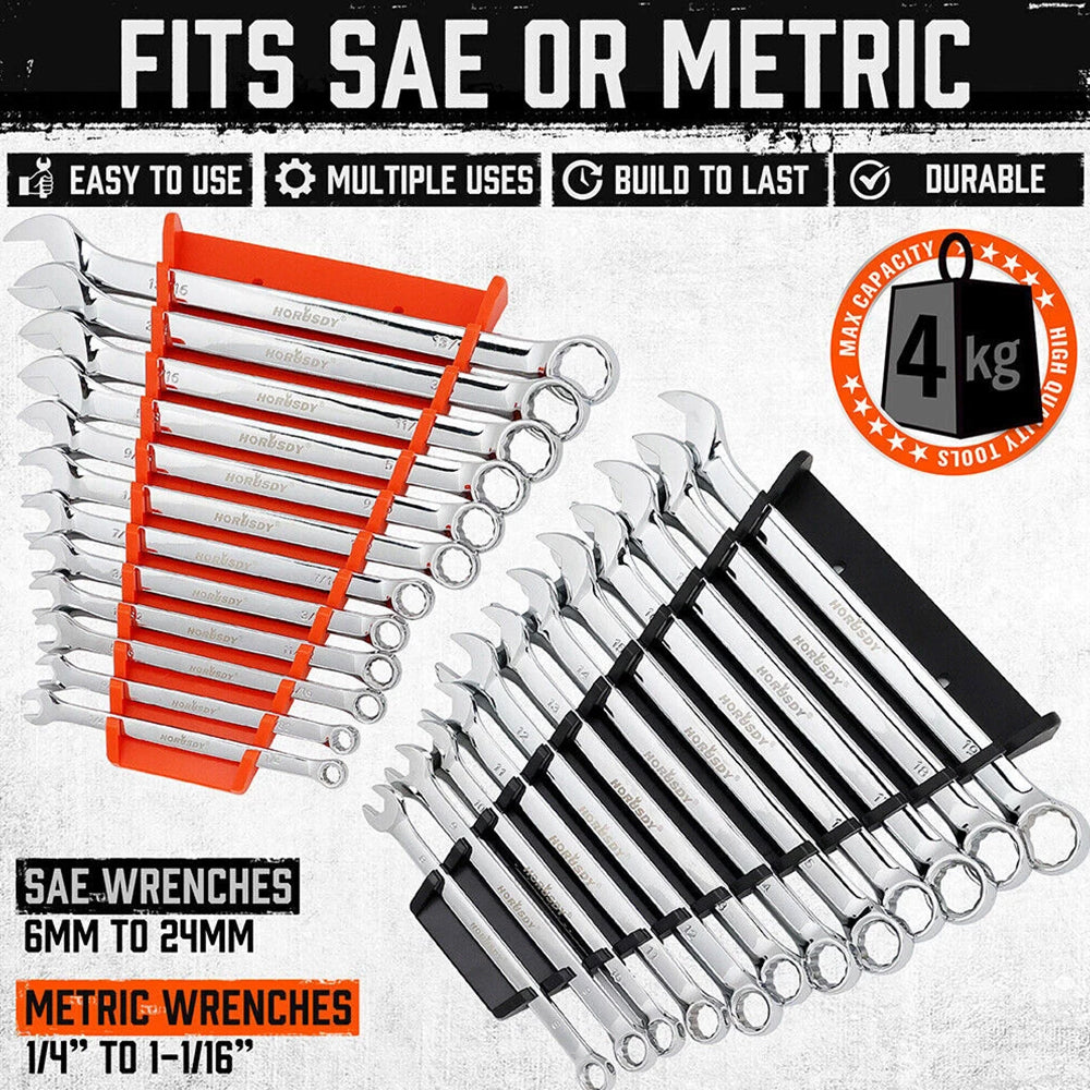 2Pcs Magnetic Spanner Rack - 24 Slot Wrench Holder Tool Storage Organizer