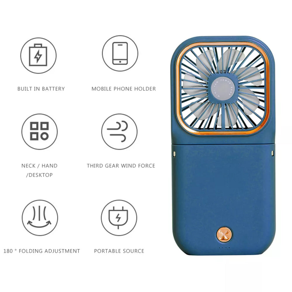 Mini Fan Neck Cooling Fan Portable Folding USB Rechargeable Desk Handheld Fan