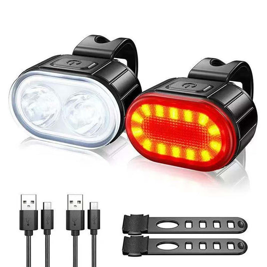 2PCS Super Bright Bike Light Set - Front & Rear LED Bicycle Lamps, Waterproof