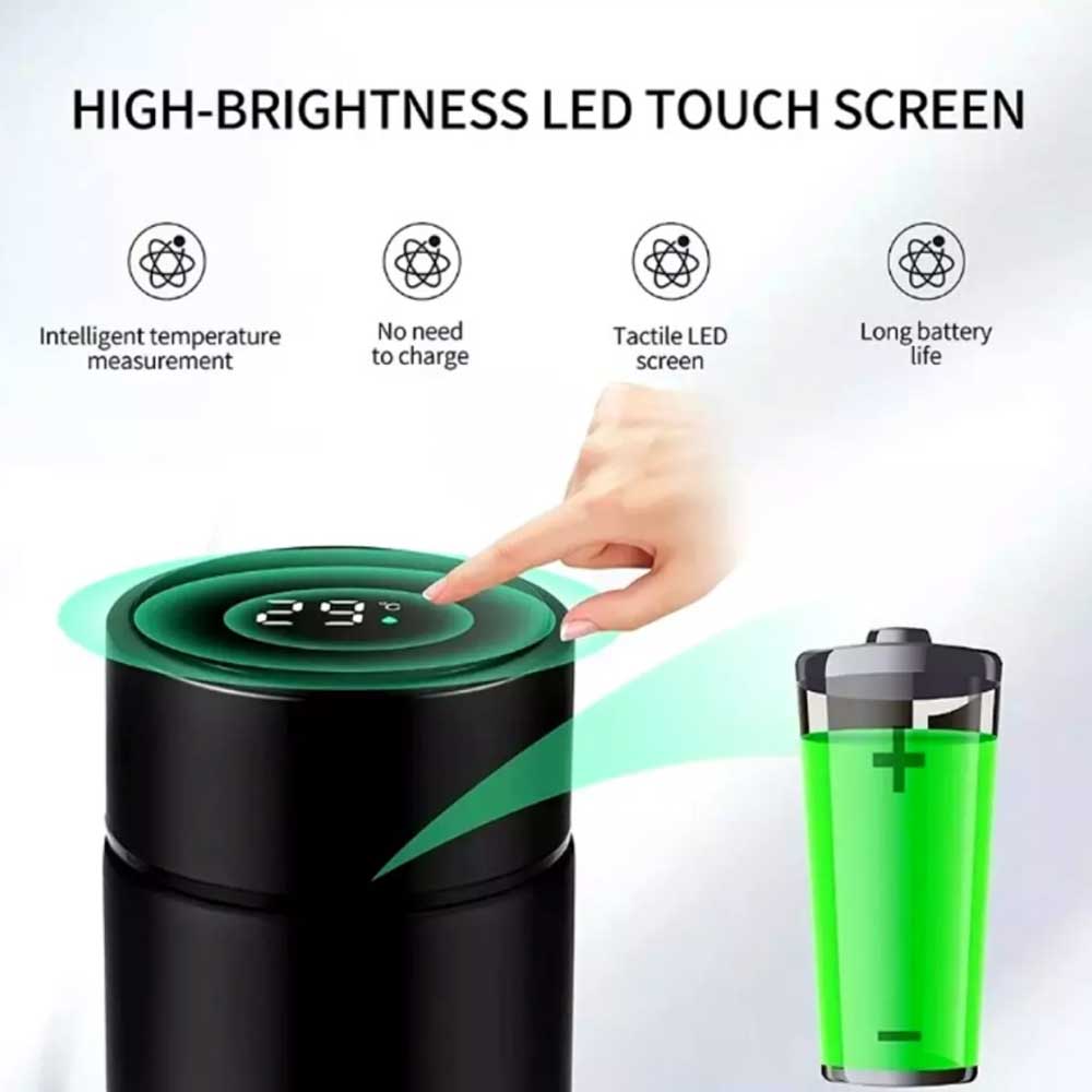 Stainless Steel Vacuum Cup Smart Insulated Mug Thermos Bottle LED Display 500ml