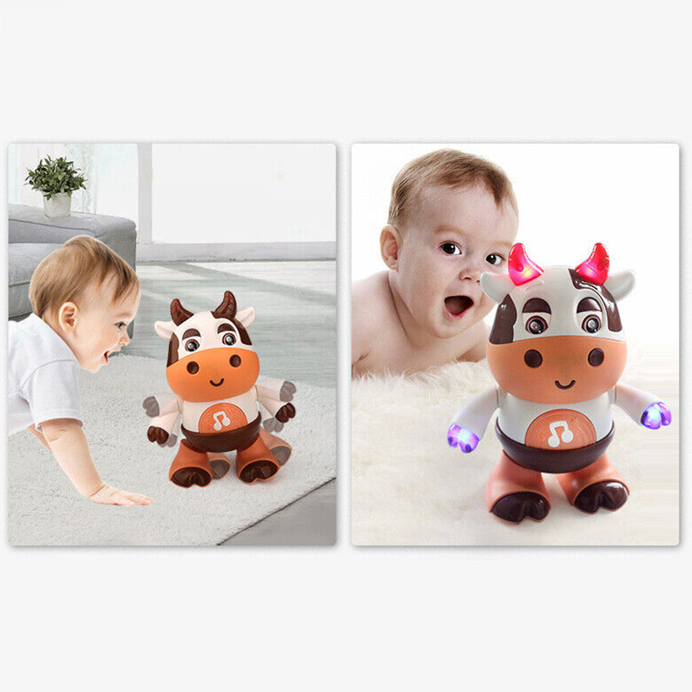 Electric Cow Shape Dancing Robot Kids Toys Interesting Battery Powered Xmas Gift