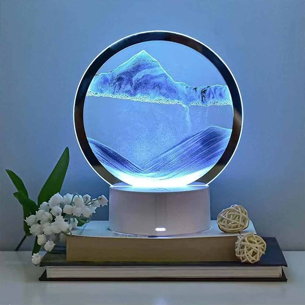 LED Quicksand Lamp – 3D Moving Sand Picture Table Lamp, 16 Color Hourglass