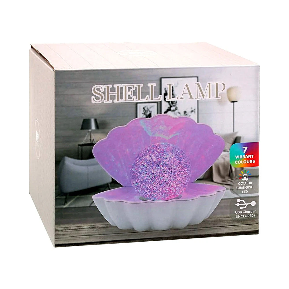 White Glitter Ball Lamp – 7-Colour LED Seashell Clam Mood Light