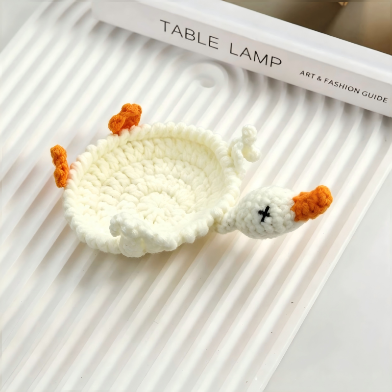 Handmade Crochet 3D Animal Coaster – Cute Knitted Mug Rug, Round Drink Cup Mat