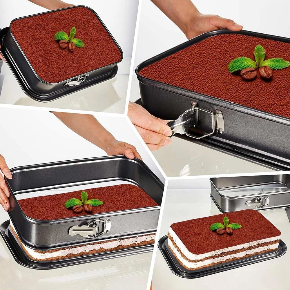 28CM Cake Tin Rectangular Non Stick Spring Form Baking Bake Tray Bakeware