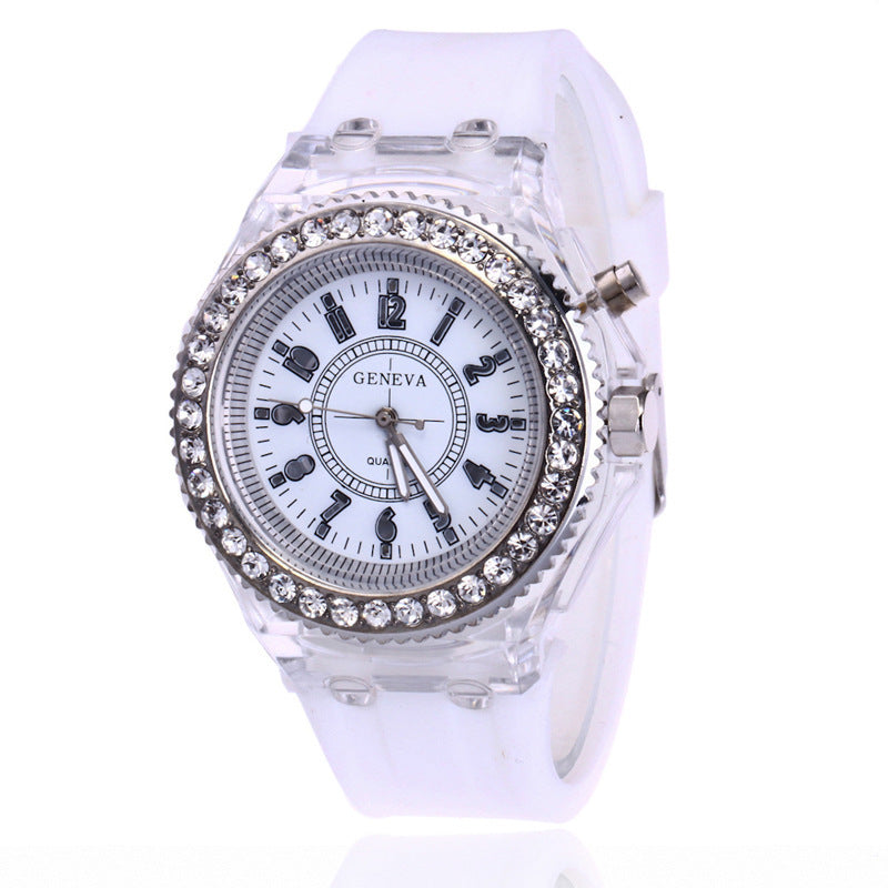 Men's Watch Teenage Women's Watch Crystal Quartz Bracelet with LED Illumination