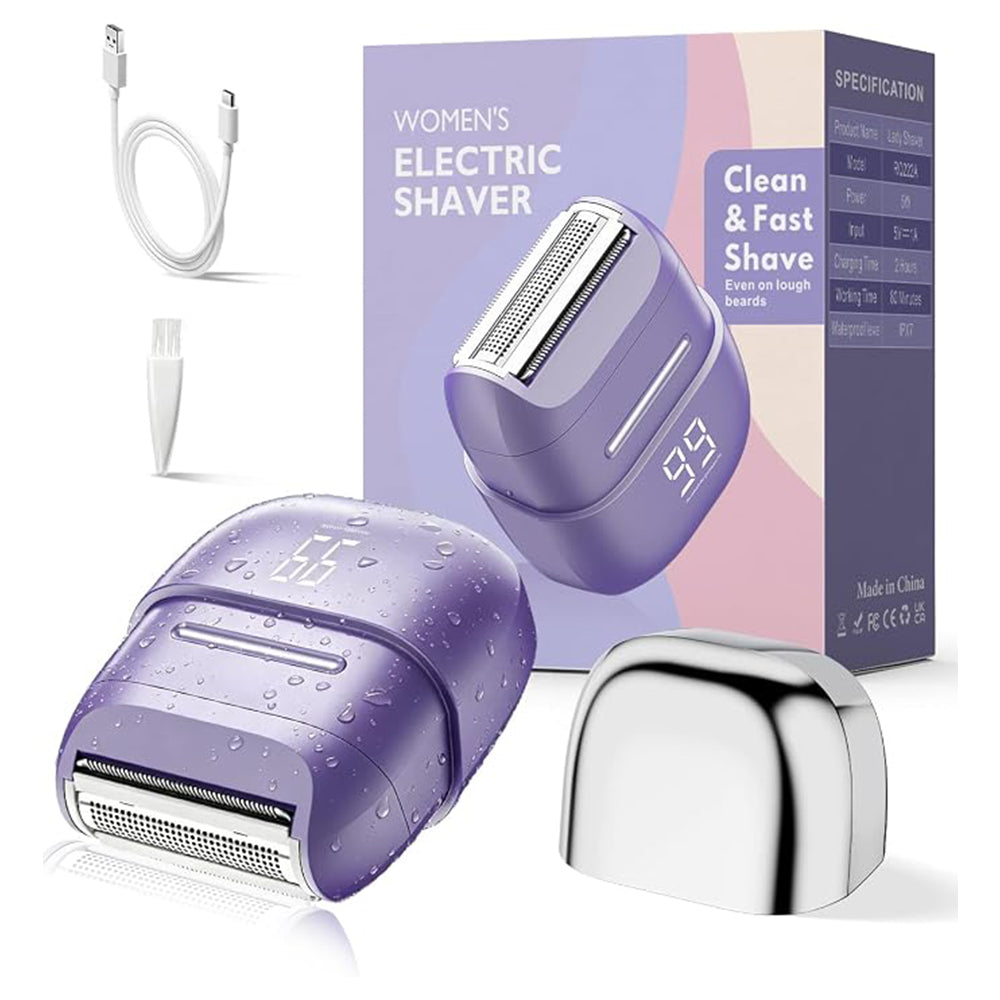 Women’s Waterproof Shaver – Dual-Blade Electric Razor for Sensitive Skin, USB LED