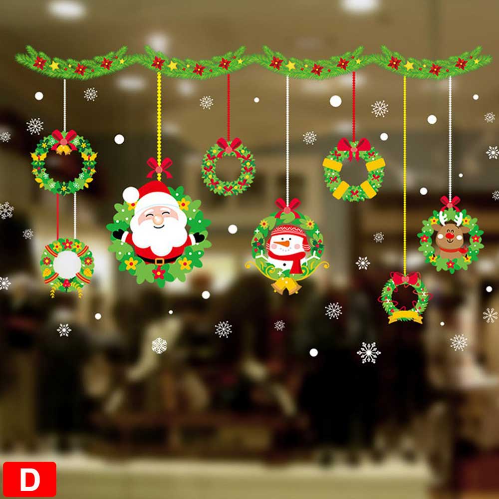 2PCS Christmas Santa Removable Window Stickers Festival Art Decal Wall Home Xmas