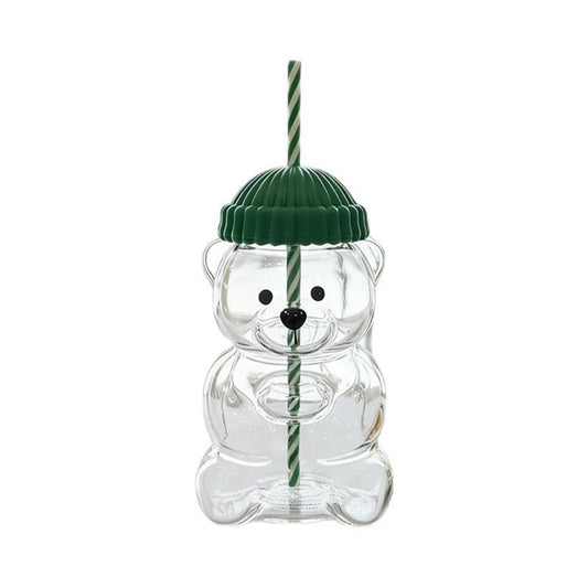 2026 Barista Star Bear Limited Edition Glass Cup with Lid & Straw – 20oz (591ml) Collector's Gift Cup