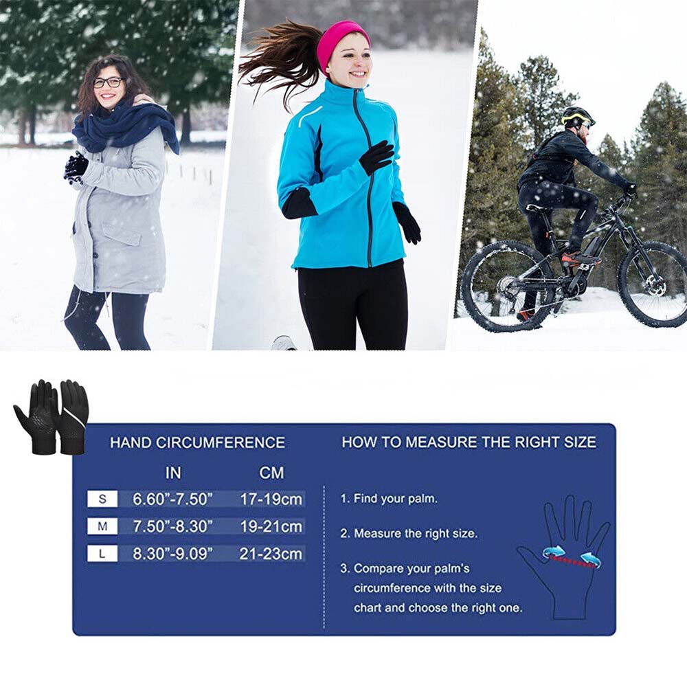 Winter Thermal Warm Gloves with Touch Screen Fingers Windproof Water Resistant