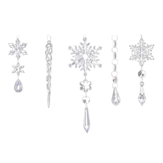 18X Crystal Christmas Ornaments for Tree Hanging Snowflake Icicle Pendant Decor