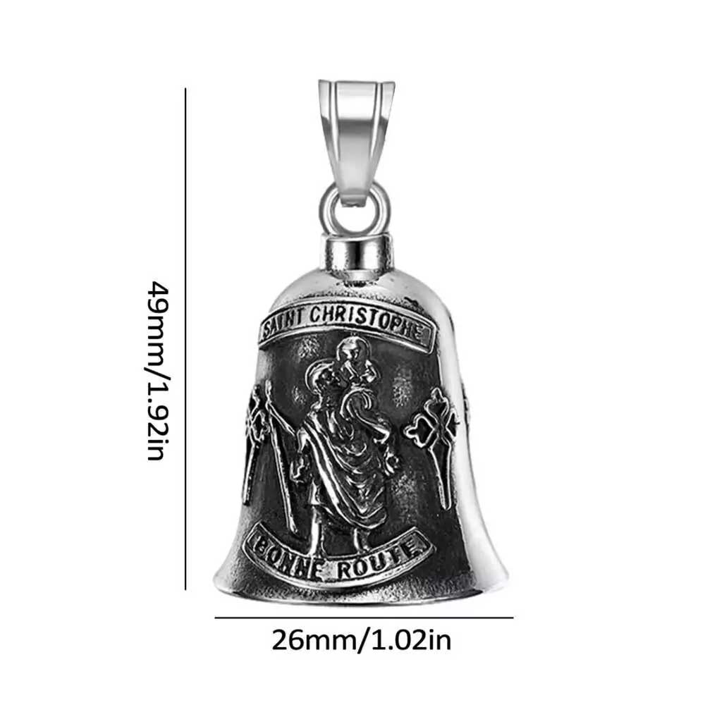 St. Christopher Guardian Bell Motorcycle Lucky Bell Stainless Steel Ride Bells No Chains