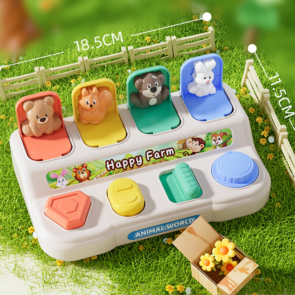 Push Slide Twist Flip Toy – Montessori Pop Up Animals Sensory Interactive