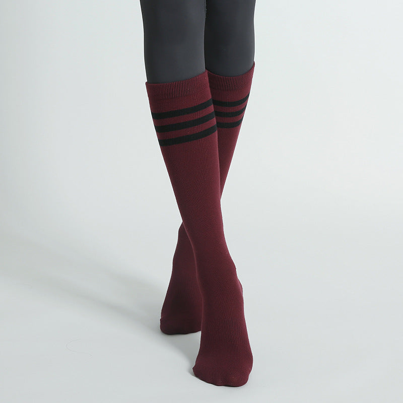 Non-Slip Women's Yoga Socks – Mid-Calf Striped for Indoor Floor & Pilates