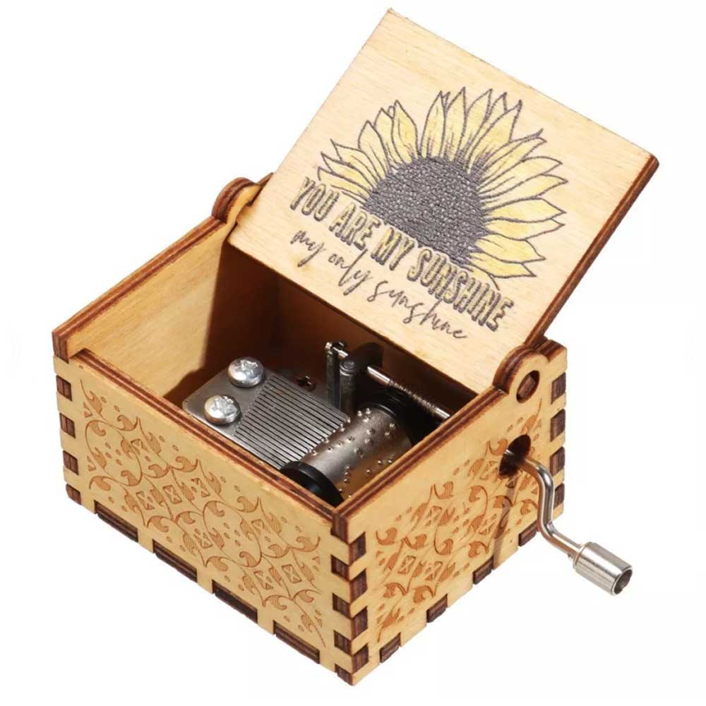Gifts Hand-Cranked You are My Sunshine Music Box Musical Boxes Black Engraved