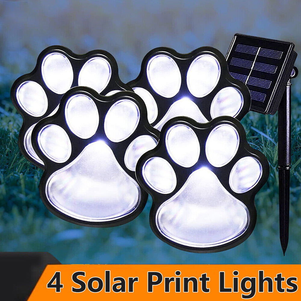 4 Paw Print Solar Outdoor Lights Cat Puppy Animal Garden Lights Path Patio Yard Paw lamp