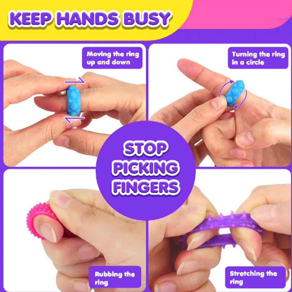 12-Pack Fidget Sensory Rings – Textured, Multicolor Stress Relief for Adults & Teens