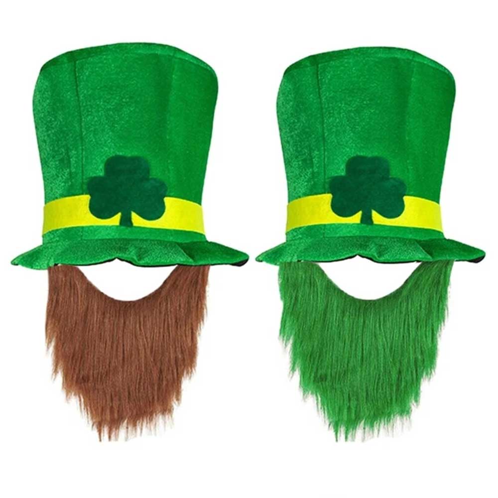 Adult Children's day St. Patricks Day Hat with Beard Leprechaun Caps Holiday Party