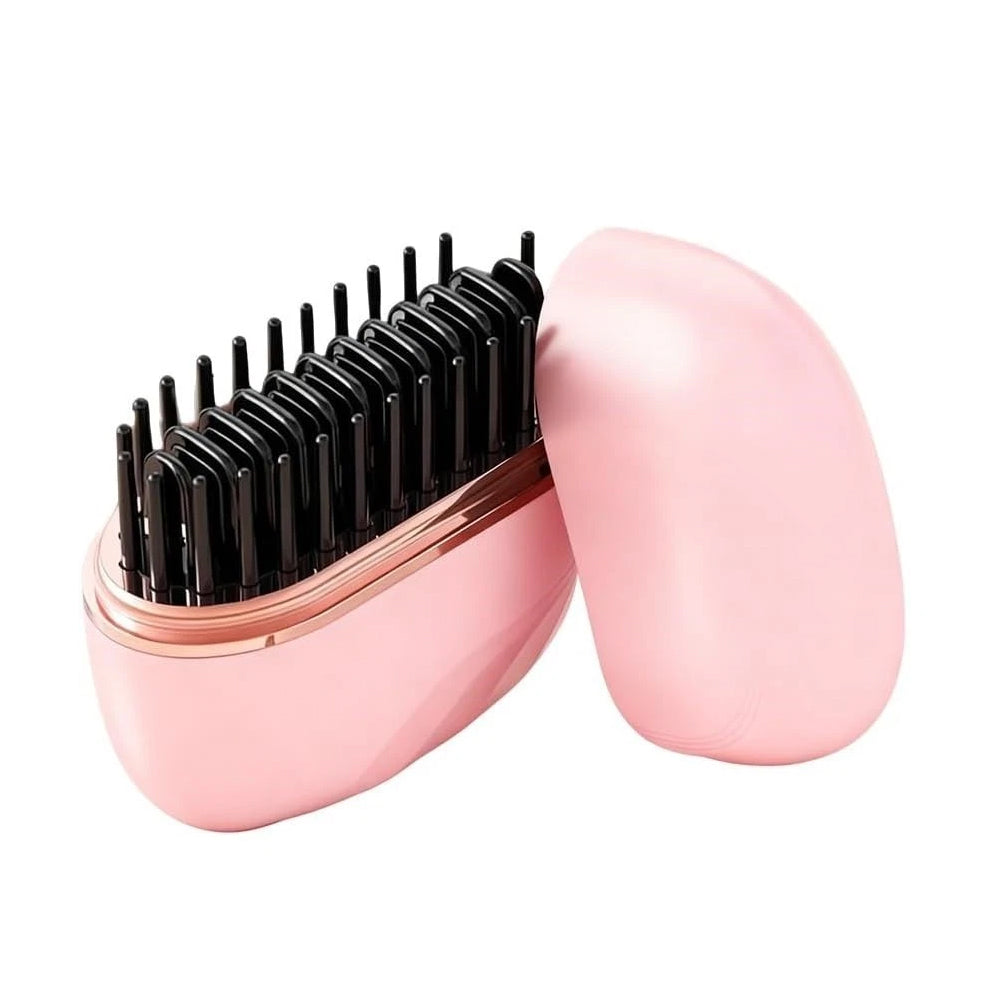 2-in-1 Cordless Mini Hair Straightener Brush | Portable Straightening & Styling Tool with 3 Temperature Settings