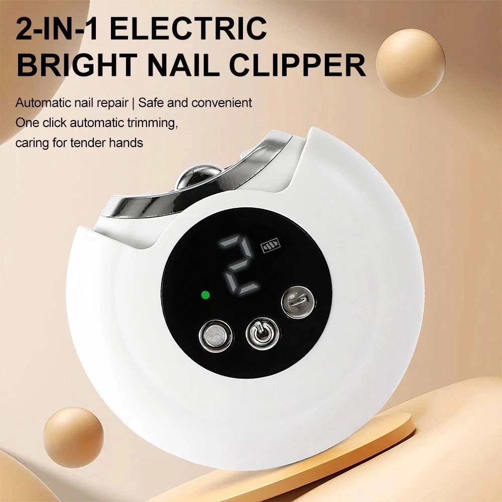 Electric Nail Clippers & File - Automatic Trimmer Cutter Rechargeable with Light