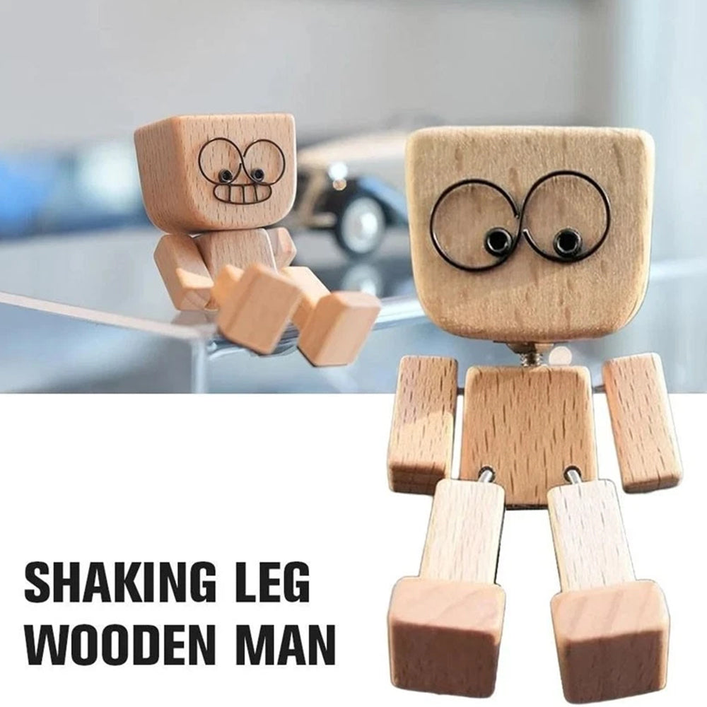 Magnetic Expression Shaking Wooden Man - 12 Fun Face Car Dashboard Decor