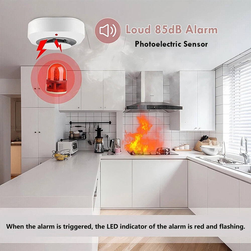 2-Pack Smoke & Gas Alarm Detector, Fire Alarm Sensor Battery-Powered for Home Safety