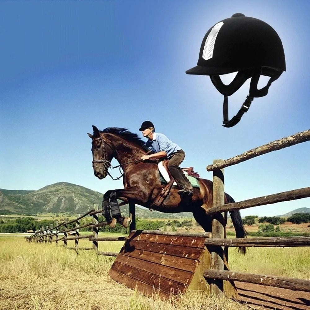 Black Horse Riding Helmet – Adjustable Safety Half Cover, 58cm Equestrian