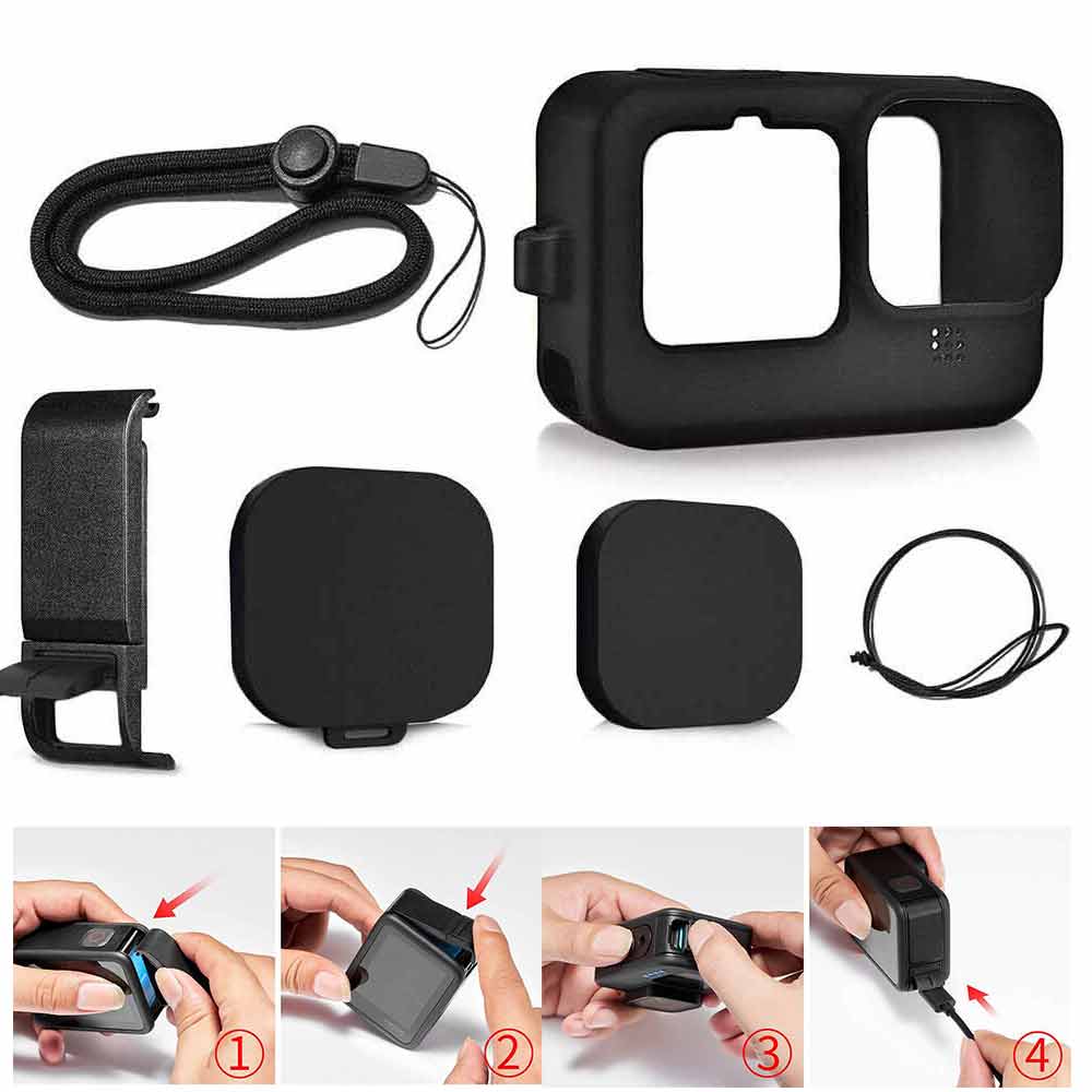 Accessories Kit for GoPro Hero 11 10 9 Black Silicone Sleeve Protective Case