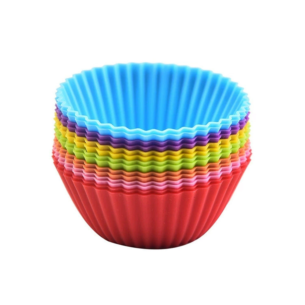 24PCS Reusable Silicone Cupcake Cases - Non-Stick, Multicolored Muffin Baking Cups