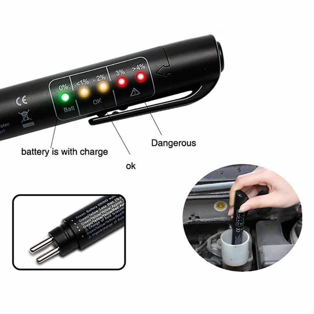 Brake Oil Fluid Tester LED Moisture Liquid Tool Car Vehicle Test Indicator Pen