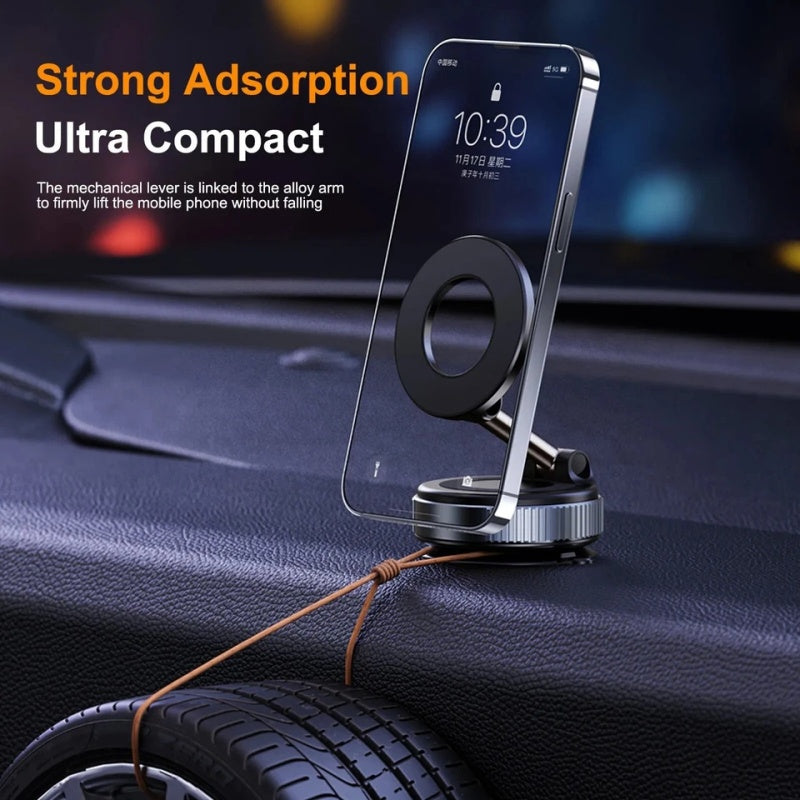 Magnetic Vacuum Suction Car Phone Holder – 360° Rotation, Dashboard & Windshield Mount with Strong Magnetic Grip