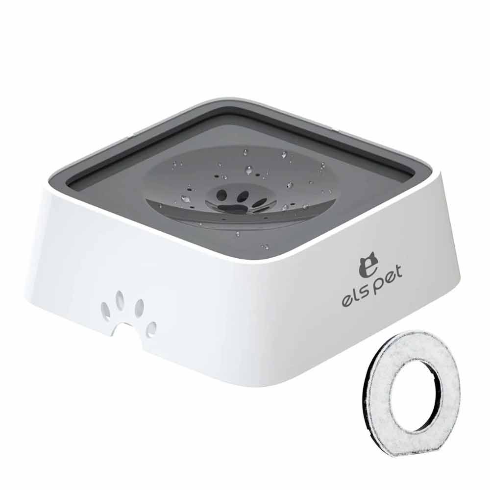 Dog Water Bowl with Filter – 1.5L Non-Spill Slow Drink Pet Water Bowl